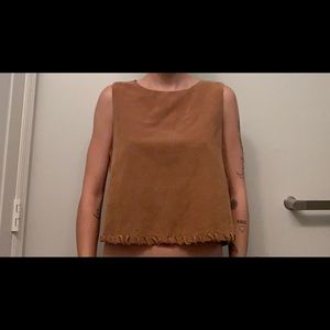 brown felt sleeveless blouse